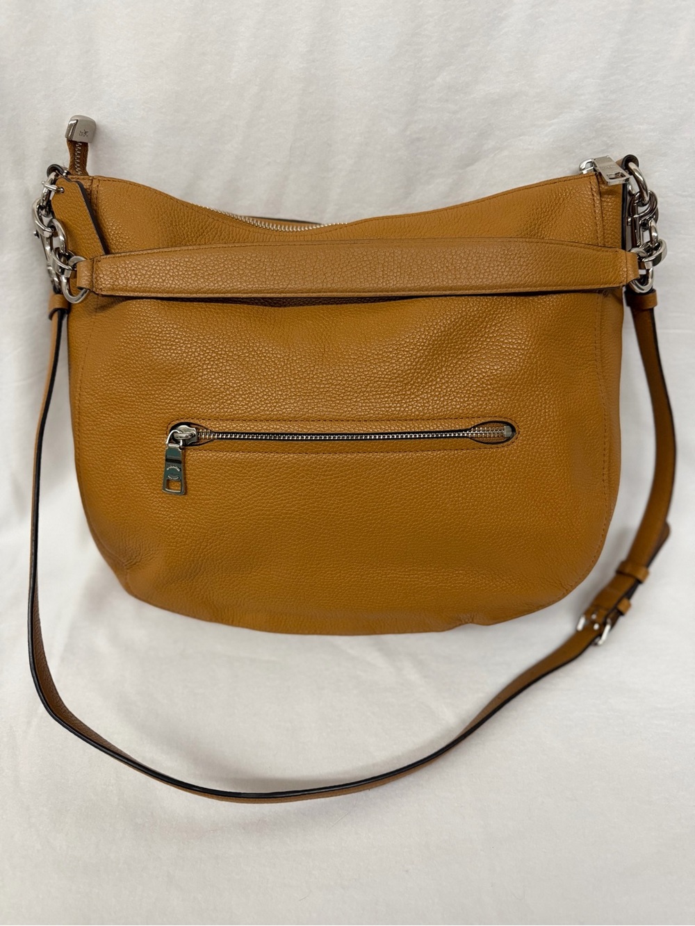 NWOT Coach Chelsea 32 Pebbled Leather Shoulder Hobo in Cognac Brown - Picture 2 of 12